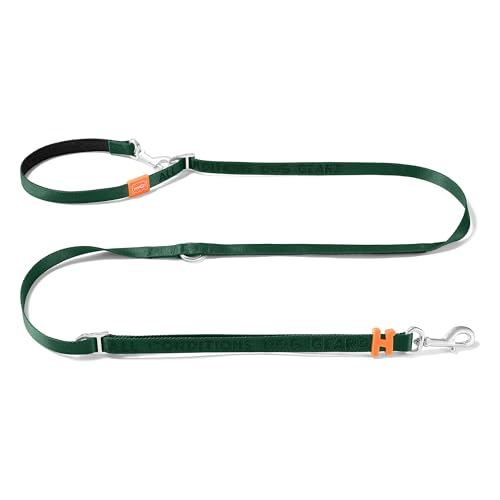 HOWGO 8-in-1 multifunktionale Hundeleine mit gepolstertem Griff, 2,5 m Nylon, verstellbare Länge, leichtes Luftfahrt-Aluminium, Crossbody-Taillenleine für Welpen, mittelgroße und große Hunde von HOWGO