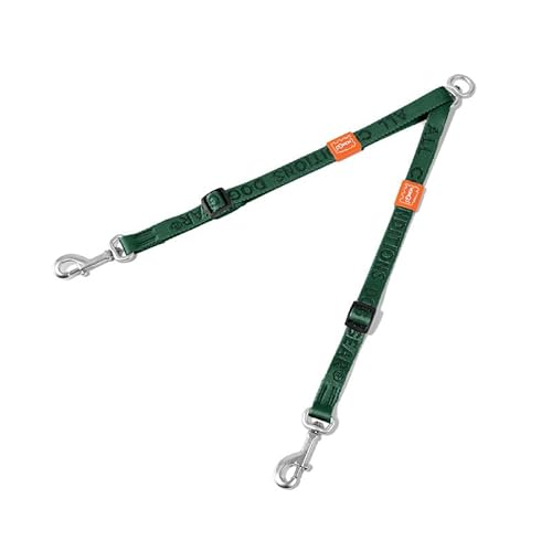 HOWGO Doppelte Hundeleine, kein Verheddern, um 360 ° drehbar, verstellbare zwei gepolsterte Griffe, Doppel-Clip, für kleine und mittelgroße Rassen, Grün, 7,6 x 2,4 m von HOWGO