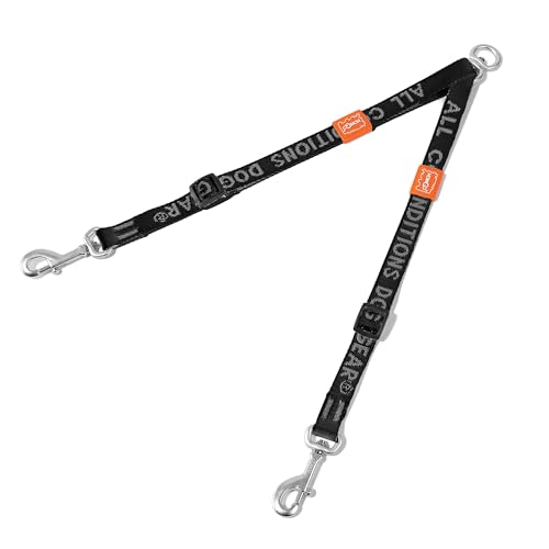 HOWGO Doppelte Hundeleine, kein Verheddern, um 360 ° drehbar, verstellbare zwei gepolsterte Griffe, Doppel-Clip, für kleine und mittelgroße Rassen, Schwarz, 7,6 x 2,4 m von HOWGO