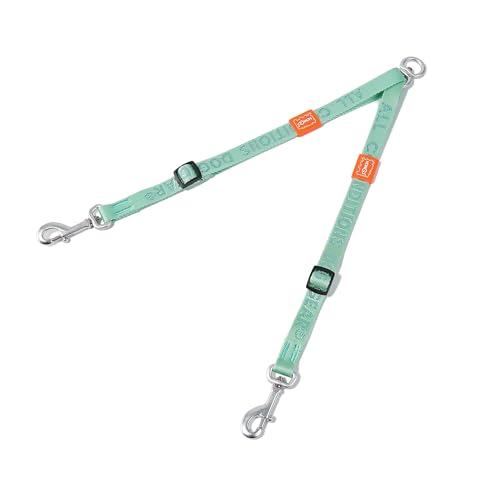 HOWGO Doppelte Hundeleine, kein Verheddern, um 360 ° drehbar, verstellbare zwei gepolsterte Griffe, Doppelclip, für kleine und mittelgroße Rassen, Minzgrün, 7,6 x 2,4 m von HOWGO