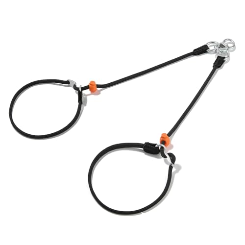 Howgo Doppelte Schlupfleine mit Doppelgriffen, Doppelleine für 2 Hunde, 360° drehbar, kein Verheddern, reflektierende Trainingsleine und Halsband für große, mittelgroße und kleine Hunde von HOWGO