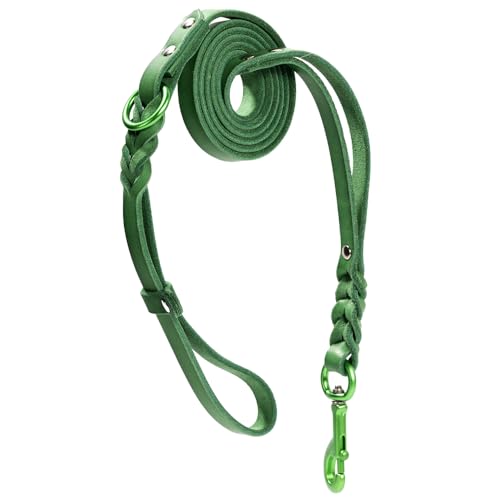Howgo Hundeleine aus Leder, superleicht, Militärqualität, robust, weich und bequem, für große, mittelgroße und kleine Hunde, Training und Spazierengehen, Grün, 1,27 cm Howgo Hundeleine aus Leder, superleicht, Militärqualität, robust, weich und bequem, für große, mittelgroße und kleine Hunde, Training und Spazierengehen, Grün, 1,27 cm von HOWGO