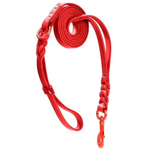 Howgo Hundeleine aus Leder, 1,8 m x 1,27 cm, superleicht, Militärqualität, robuste Trainingsleine, weich und bequem, für große, mittelgroße und kleine Hunde, Rot, 1,27 cm Howgo Hundeleine aus Leder, 1,8 m x 1,27 cm, superleicht, Militärqualität, robuste Trainingsleine, weich und bequem, für große, mittelgroße und kleine Hunde, Rot, 1,27 cm von HOWGO