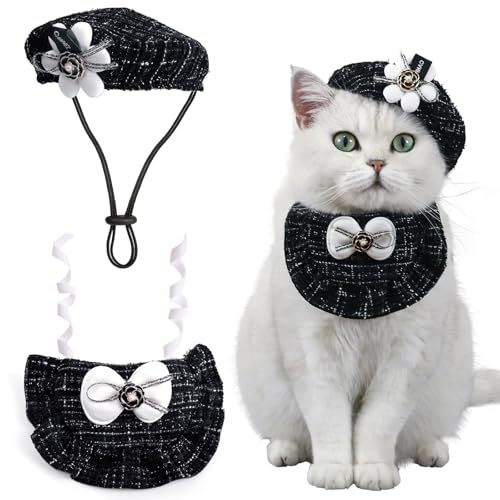 HOWWFALY Haustier-Prinzessinnenkostüm, Halloween-Weihnachtskostüme, Katzen-Geburtstags-Outfit, Katzenbekleidung, Hunde-Party-Kostüme (Kamelie) von HOWWFALY