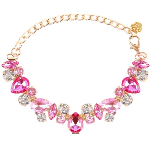 HOWWFALY Hundehalsband und Katzenhalsband, goldfarbene Kette, Edelstahl, verstellbar, rosa Diamanten, Halsband mit niedlicher Haustierpfote für kleine, mittelgroße Haustiere, Katzen, Hunde, Kätzchen HOWWFALY Hundehalsband und Katzenhalsband, goldfarbene Kette, Edelstahl, verstellbar, rosa Diamanten, Halsband mit niedlicher Haustierpfote für kleine, mittelgroße Haustiere, Katzen, Hunde, Kätzchen von HOWWFALY