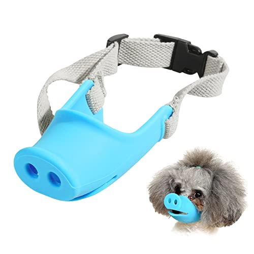 HOWWFALY Schweinemund-Form Hund Mundabdeckungen Anti-Biss Anti-Ruf-Maulkorb Haustier Masken Silikon Material (Blau, Medium) von HOWWFALY