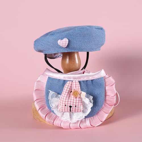 Katzen-Barett Cowboyhut, verstellbar, Kaninchen, Spitze, Bandana, Schal, Set, Haustier-Prinzessinnen-Kostüm für Halloween, Weihnachten, Katze, Hund, Geburtstagsparty, Bekleidung von HOWWFALY