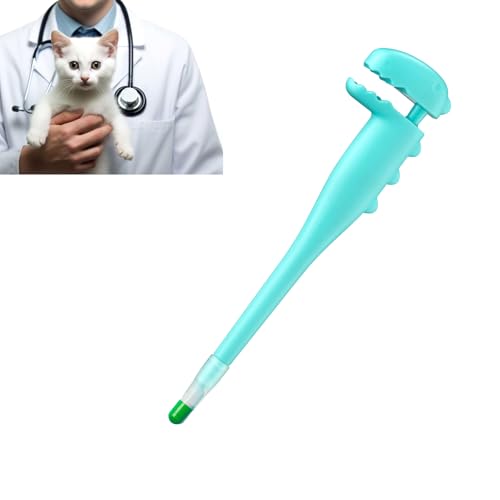 HOXATYP Katze Pillen Popper mit weicher Silikonspitze - Haustier Pillen-Shooter für Katzen Hunde Kleintiere - Oral Medizin Dispenser Tool Wiederverwendbare Pillenpistole (Blau) von HOXATYP