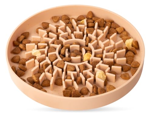 Slow Feeder Hundenäpfe Welpe Slow Bowl Kleine Mittlere Rasse Puzzle Hundefutter Schüssel Spaß Puzzle Design Nass-Trockenfutter Katzen Hunde B von HOYEHOLA