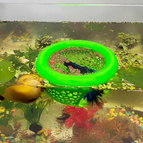 Aquarium Schwimmende Betta Fischhäute, Betta oder Garnelen Futterspender Höhle und Hängematte Kleine Fische Futterringe Aquarium Verstecken Fütterung Dekoratives Zubehör (Grün) von HOZOE