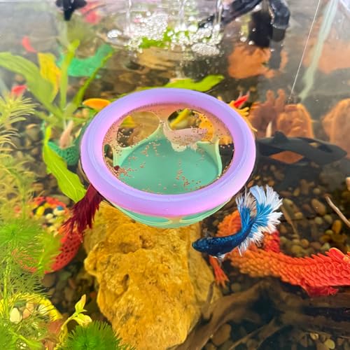 HOZOE Schwimmendes Betta-Fischversteck für Aquarien, Hängeplatz, Futterspender für kleine Fische und Garnelen, 3D-Druck, dekoratives schwimmendes Höhlenzubehör für Aquarien (Farbe) von HOZOE