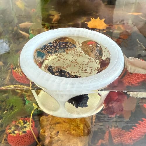HOZOE Schwimmendes Betta-Fischversteck für Aquarien, hängender Ruheplatz, Futterspender für kleine Fische und Garnelen, 3D-Druck, dekoratives schwimmendes Höhlenzubehör für Aquarien (durchscheinende von HOZOE