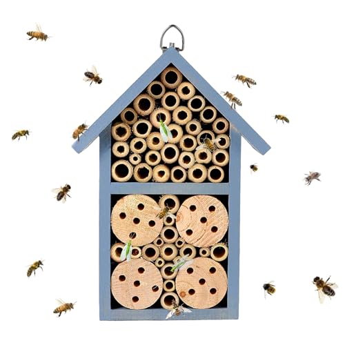 Buntes Insektenhotel aus Holz, natürliches Bienenhaus, Käferhaus, hängender Lebensraum für Florfliegen, Marienkäfer, Solitärbiene und viele andere nützliche Insekten (blau Typ A) von HPAWHOMEPART