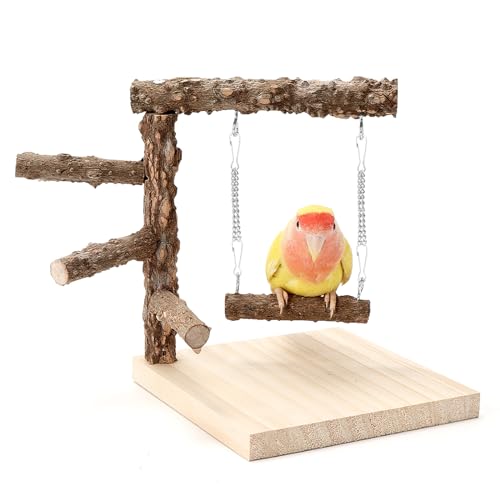 HPAWHOMEPART Vogel-Sitzstange, Tischplatte, natürliches Pikussch-Holz, Papageien-Spielplatz, Vogel-Aktivspielzeug, Käfigzubehör, Spielständer-Plattformen für Papageien, Sittiche, Kanarienvögel, von HPAWHOMEPART