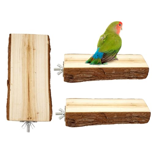 HPAWHOMEPART Vogel-Sitzstangen – Naturholzständer für kleine Vögel, Zweigplattform, stehendes Spielzeug, Nymphensittichkäfig-Zubehör (3 Stück) von HPAWHOMEPART