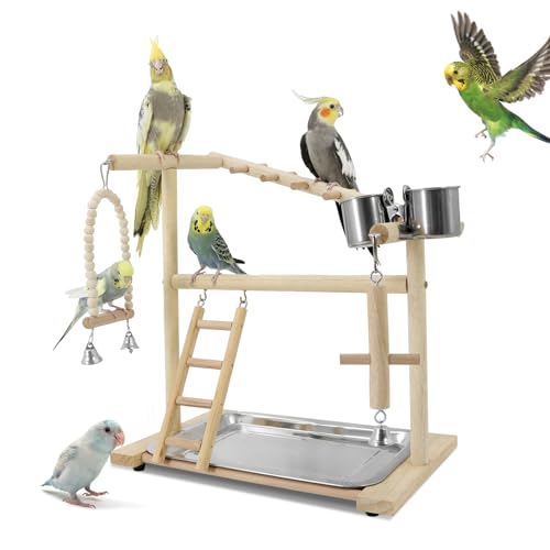 HPAWHOMEPART Vogelspielplatz, Spielständer für Papageienkäfig Zubehör (1 Leiter mit Schaukel) von HPAWHOMEPART