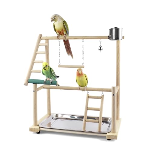 Holz Vogel Spielplatz Spielstand Vogel Sitzstange Stand Papagei Laufstall für Sittich Nymphensittich Unzertrennliche Vogel Spielzeug Vogelkäfig Zubehör von HPAWHOMEPART