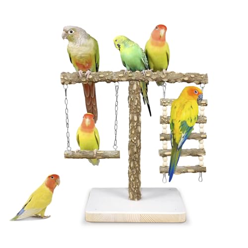 Papageien Spielplatz Vogel Spiel Stand hölzerne Papagei Sitzstange Gym Laufstall für Sittich Nest mit Futtertassen Leitern Unzertrennliche Käfig Zubehör Spielzeug Übung Activity Center von HPAWHOMEPART