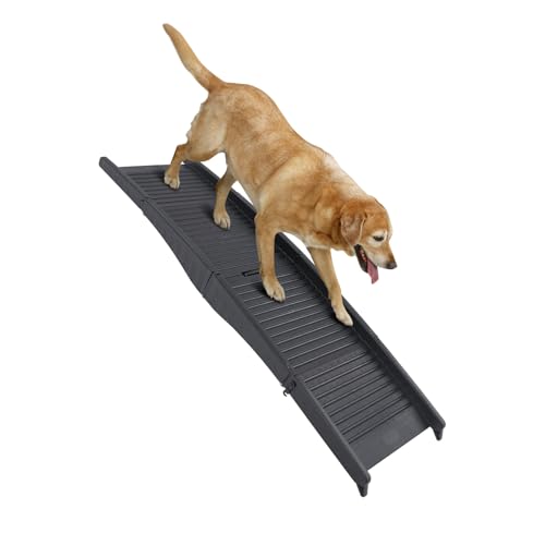 Haustiertreppe Hundetreppe Faltbare Treppe für Hunde rutschfest Aluminium Hunde Rampe für Auto und Zuhause 75 kg Tragfähigkeit für ältere behinderte Haustiere 152 x 40.5 cm von HPDTZ