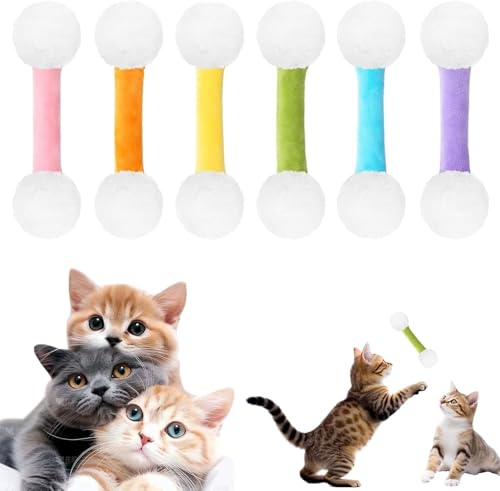 HPFVHRDCE 6-teiliges Katzenspielzeug, riesiges Katzenminzen-Wattestäbchen, interaktive Kaustangen, weiches Plüsch-Kickspielzeug für alle Katzen, speziell für Haustiere von HPFVHRDCE