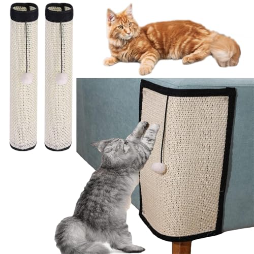 Kratzmatte für Katzen, natürliches Sisal, mit Ball, Spielzeug, Sofaschutz, 50,8 x 40,6 cm, einfache Installation, Katzenkratzmatte für Innenkatzen, Krallenschleifen, 2 Stück Kratzmatte für Katzen, natürliches Sisal, mit Ball, Spielzeug, Sofaschutz, 50,8 x 40,6 cm, einfache Installation, Katzenkratzmatte für Innenkatzen, Krallenschleifen, 2 Stück von HPONEZJ