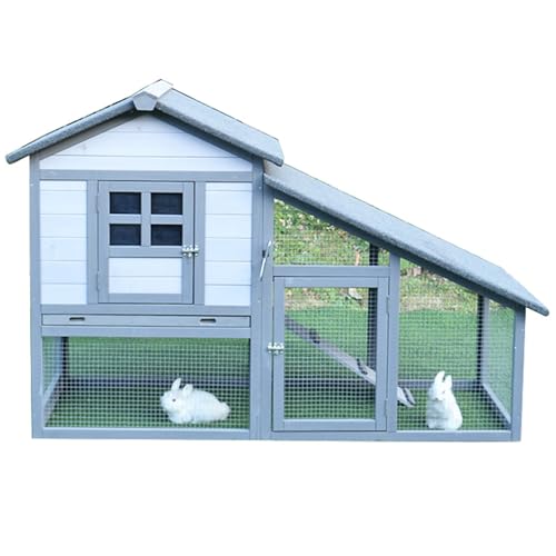 2-Stöckiger Hasenstall, Robuster Kaninchenkäfig Mit Rampe, Kaninchenstall Aus Holz Für Meerschweinchen, Hamster, Hühner Und Andere Kleintiere, von HPTHLY