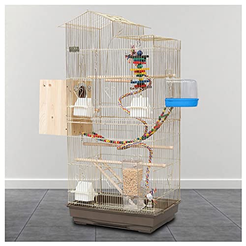 Galvanisierender Gold-Vogelkäfig, Großer Papageienkäfig, Großes Vogelspielzeug Mit Futterspender Für Sittiche, Kanarienvögel, Liebesvögel, Vogelkäfig, Galvanisierender Gold-Vogelkäfig, Großer Papageienkäfig, Großes Vogelspielzeug Mit Futterspender Für Sittiche, Kanarienvögel, Liebesvögel, Vogelkäfig, von HPTHLY