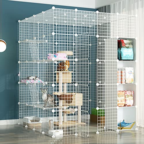 - Groß, Haustierkäfige Für Katzen Im Innenbereich, Käfig Aus Metalldrahtgitter, Metallgehegenetz, Übungshofzaunkäfig Mit Tür Und Aufbewahrungsbox Für Kleine Ha,White-147 * 147 * 183cm von HPTHLY