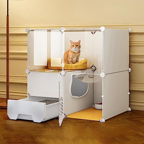 Groß Für Den Innenbereich, Mit Katzentoilette, Draht, Tragbar, Groß Für Den Außenbereich, Ideal Für 1–4 Katzen,75 * 49 * 73cm von HPTHLY