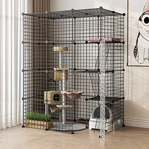 Groß – Katzengehege, Abnehmbarer Katzenlaufstall Für Den Innenbereich, Laufstall Aus Metalldraht, Zwinger, Stabiler Und Sicherer Träger, Leicht Zu Reinigender,Onecolor-111x75x146cm(A) von HPTHLY