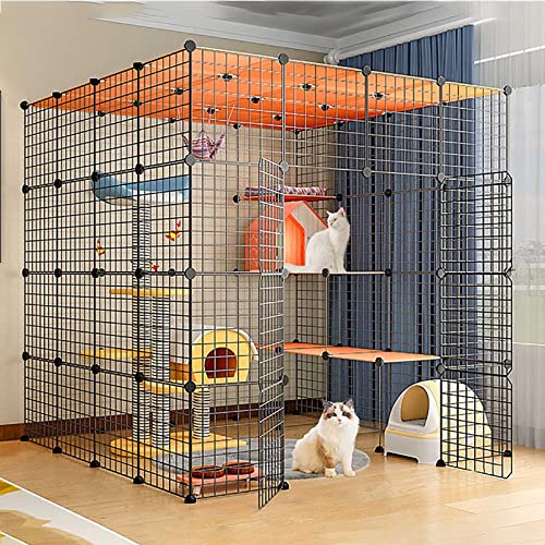 Große Katzengehege Für Den Innenbereich, Katzenzwinger, Frettchenkäfige, Abnehmbarer Hunde-Trainingszaun Aus Metall Mit Hängematte, Einfach Zu Montieren, Schwar,Black-144x144x144cm Große Katzengehege Für Den Innenbereich, Katzenzwinger, Frettchenkäfige, Abnehmbarer Hunde-Trainingszaun Aus Metall Mit Hängematte, Einfach Zu Montieren, Schwar,Black-144x144x144cm von HPTHLY