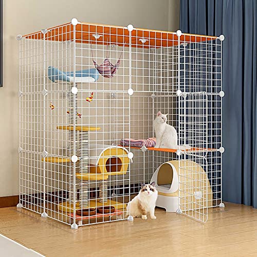 Große Katzengehege Für Den Innenbereich, Katzenzwinger, Frettchenkäfige, Abnehmbarer Hunde-Trainingszaun Aus Metall Mit Hängematte, Einfach Zu Montieren, Schwar,White-109x74x109cm Große Katzengehege Für Den Innenbereich, Katzenzwinger, Frettchenkäfige, Abnehmbarer Hunde-Trainingszaun Aus Metall Mit Hängematte, Einfach Zu Montieren, Schwar,White-109x74x109cm von HPTHLY