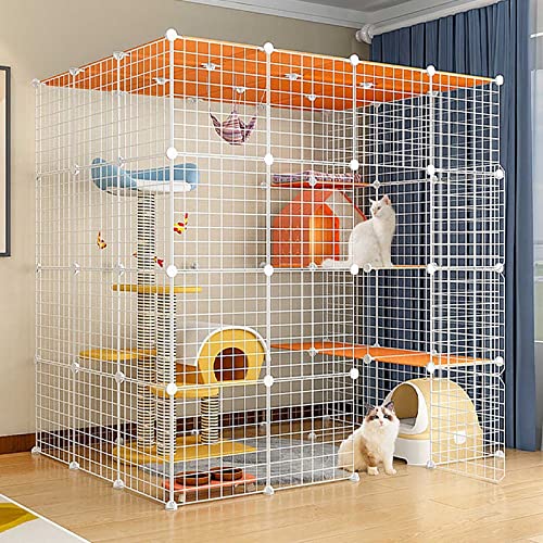 Große Katzengehege Für Den Innenbereich, Katzenzwinger, Frettchenkäfige, Abnehmbarer Hunde-Trainingszaun Aus Metall Mit Hängematte, Einfach Zu Montieren, Schwar,White-144x109x144cm Große Katzengehege Für Den Innenbereich, Katzenzwinger, Frettchenkäfige, Abnehmbarer Hunde-Trainingszaun Aus Metall Mit Hängematte, Einfach Zu Montieren, Schwar,White-144x109x144cm von HPTHLY