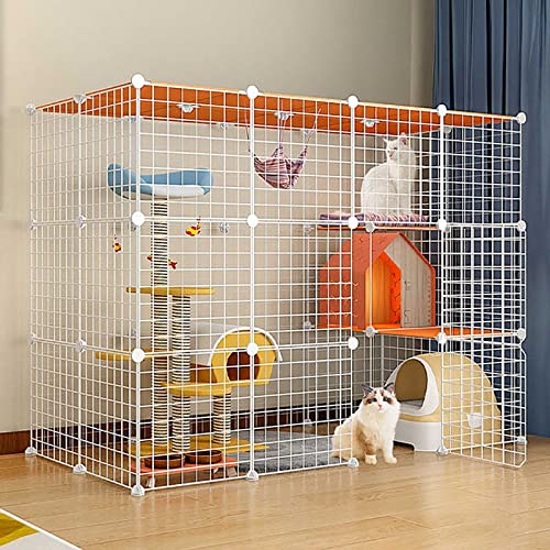 Große Katzengehege Für Den Innenbereich, Katzenzwinger, Frettchenkäfige, Abnehmbarer Hunde-Trainingszaun Aus Metall Mit Hängematte, Einfach Zu Montieren, Schwar,White-144x74x109cm Große Katzengehege Für Den Innenbereich, Katzenzwinger, Frettchenkäfige, Abnehmbarer Hunde-Trainingszaun Aus Metall Mit Hängematte, Einfach Zu Montieren, Schwar,White-144x74x109cm von HPTHLY