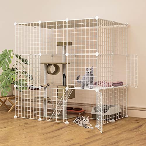Großer Drahtkäfig Für Katzen Im Innenbereich, Tragbar, Zusammenklappbar, Metallzaun Für Katzen Und Hunde,111 * 75 * 109cm von HPTHLY