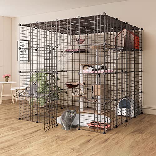 Großer Drahtkäfig Für Katzen Im Innenbereich, Tragbar, Zusammenklappbar, Metallzaun Für Katzen Und Hunde,147 * 147 * 146cm von HPTHLY