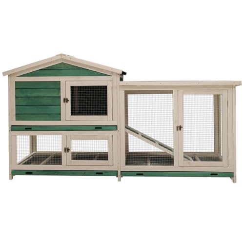 Großer Hühnerkäfig, Haustierhaus Aus Holz Mit Verschließbaren Türen Und Wasserdichtem Dach, Lebensraum Für Kleintiere, Perfekt Für Meerschweinchen Und Kaninchen,Dark Green von HPTHLY