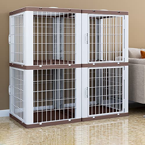 Großer Katzenkäfig, DIY-Laufstall Für Haustiere, Abnehmbar, Dichter Metalldraht, Frei Kombinierbar, Zusammengebauter Katzenkäfig, Doppeldecker-Katzenvilla Für,Brown-Four von HPTHLY