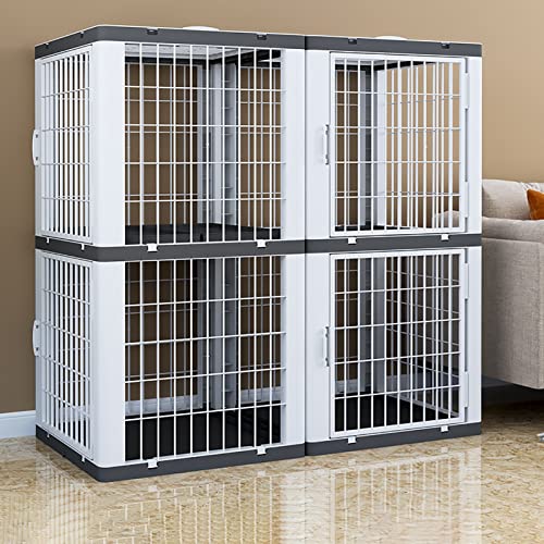 Großer Katzenkäfig, DIY-Laufstall Für Haustiere, Abnehmbar, Dichter Metalldraht, Frei Kombinierbar, Zusammengebauter Katzenkäfig, Doppeldecker-Katzenvilla Für,Grey-Four von HPTHLY