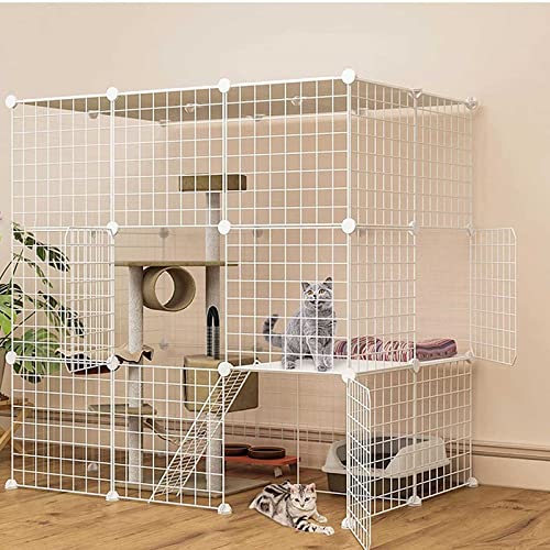 Großes Katzengehege Für Den Innenbereich, Katzenzwinger, Frettchenkäfig, Katzenlaufstall, Katzenzaun Mit Katzentoilette, Abnehmbarer Auslauf Für Haustiere Mit H,111x75x109cm(C) von HPTHLY