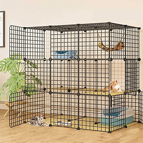 Großes Katzengehege Für Den Innenbereich, Katzenzwinger, Frettchenkäfig, Katzenlaufstall, Katzenzaun Mit Katzentoilette, Abnehmbarer Auslauf Für Haustiere Mit H,111x75x109cm(D) von HPTHLY