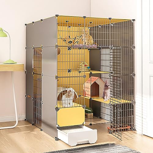 Großes Katzenhaus Für Den Innenbereich Mit Katzentoilette, Laufstall Für Haustiere, Katzengehege, Kätzchengehege, Abnehmbarer Katzenzwinger Aus Metalldraht, Gr,111x141x147cm Großes Katzenhaus Für Den Innenbereich Mit Katzentoilette, Laufstall Für Haustiere, Katzengehege, Kätzchengehege, Abnehmbarer Katzenzwinger Aus Metalldraht, Gr,111x141x147cm von HPTHLY