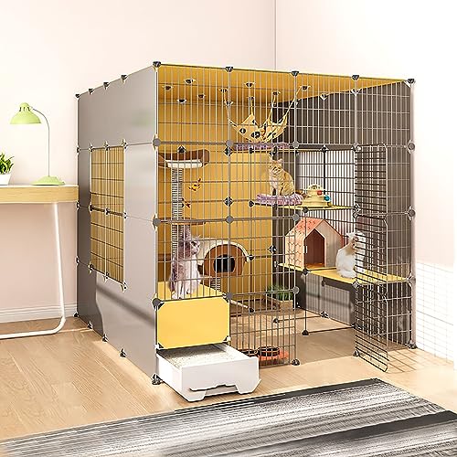 Großes Katzenhaus Für Den Innenbereich Mit Katzentoilette, Laufstall Für Haustiere, Katzengehege, Kätzchengehege, Abnehmbarer Katzenzwinger Aus Metalldraht, Gr,147x187x147cm Großes Katzenhaus Für Den Innenbereich Mit Katzentoilette, Laufstall Für Haustiere, Katzengehege, Kätzchengehege, Abnehmbarer Katzenzwinger Aus Metalldraht, Gr,147x187x147cm von HPTHLY