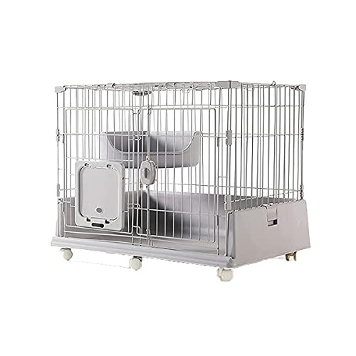 Haustierkäfig, Katzenkäfig Für Den Innenbereich, Mit Katzentür, DIY-Fach, Doppelter 3-Lagiger Oder 4-Lagiger Großer Katzenvillenkäfig, Grau, A, von HPTHLY