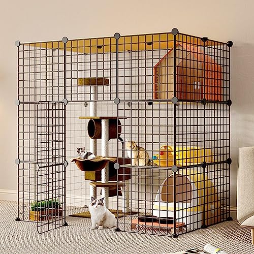 Haustierkäfige Für Katzen, Großer Innenbereich, Draht, Tragbarer Meerschweinchenkäfig, Übungsort, Ideal Für 1–3 Katzen,111 * 75 * 109cm von HPTHLY