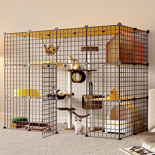 Haustierkäfige Für Katzen, Großer Innenbereich, Draht, Tragbarer Meerschweinchenkäfig, Übungsort, Ideal Für 1–3 Katzen,147 * 75 * 109cm von HPTHLY