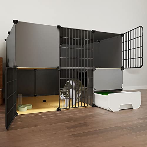 Indoor, Mit Katzentoilette, Großes Katzengehege Mit 2/3 Ebenen, Für Kleintiere, Abnehmbares Metall, Auslaufplatz, Ideal Für 1–3 Katzen,111X95X75CN Indoor, Mit Katzentoilette, Großes Katzengehege Mit 2/3 Ebenen, Für Kleintiere, Abnehmbares Metall, Auslaufplatz, Ideal Für 1–3 Katzen,111X95X75CN von HPTHLY