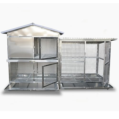Kaninchenkäfig Für Draußen, Kleintierstall Aus Metall Mit 3 Auslaufsicheren Tabletts, Wetterfester Hasenstall Für Meerschweinchen, Hühner, Hamster, von HPTHLY