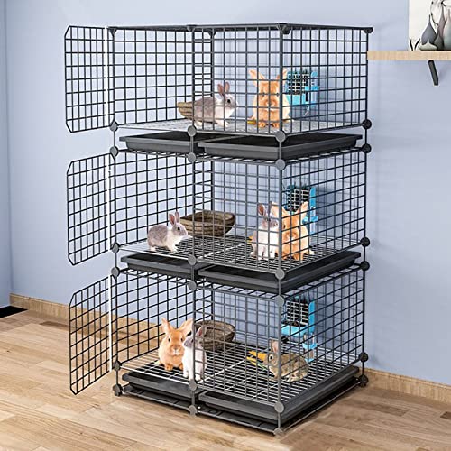 Kaninchenkäfig – Haustierkäfige Für Kleine Tiere, Kaninchen-, Frettchen- Und Meerschweinchenkäfig, Lebensraumkäfig Für Den Innenbereich Mit Wasserdichter Boden,Black-75 * 39 * 142cm Kaninchenkäfig – Haustierkäfige Für Kleine Tiere, Kaninchen-, Frettchen- Und Meerschweinchenkäfig, Lebensraumkäfig Für Den Innenbereich Mit Wasserdichter Boden,Black-75 * 39 * 142cm von HPTHLY