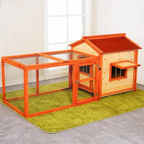 Kaninchenstall Aus Holz, Hasenkäfige Für Draußen Mit Auslauf Und Asphaltdach, Haustierhaus, Perfekt Für Kaninchen, Meerschweinchen, Hühner Und Entenküken, von HPTHLY